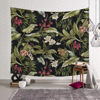 

Vintage Flower Tapestry Wall Hanging Room Decoration Green Leaves Pattern Bedroom Decor Table Cloth macrame pared T83