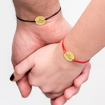 

Name bracelet Custom women Personalized bracelet Engraving rectangle Custom letter Stainless Steel red black rope bracelet women