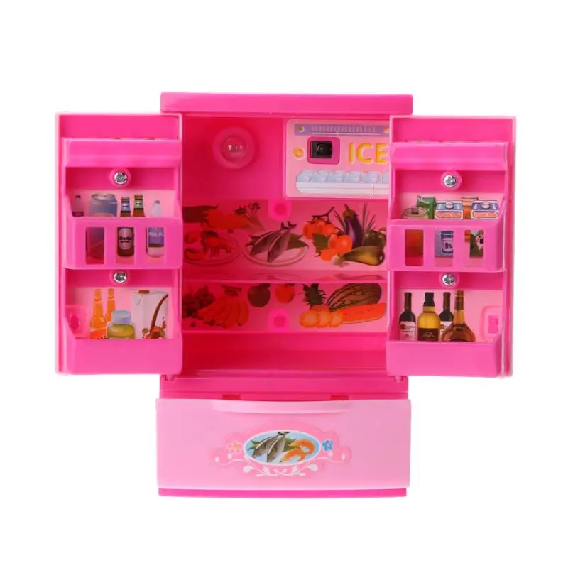 Розовый цвет псевдо холодильник веселые детские ролевая игра игрушка холодильник мини игра в помещении для девочек игровой дом игрушка холодильник