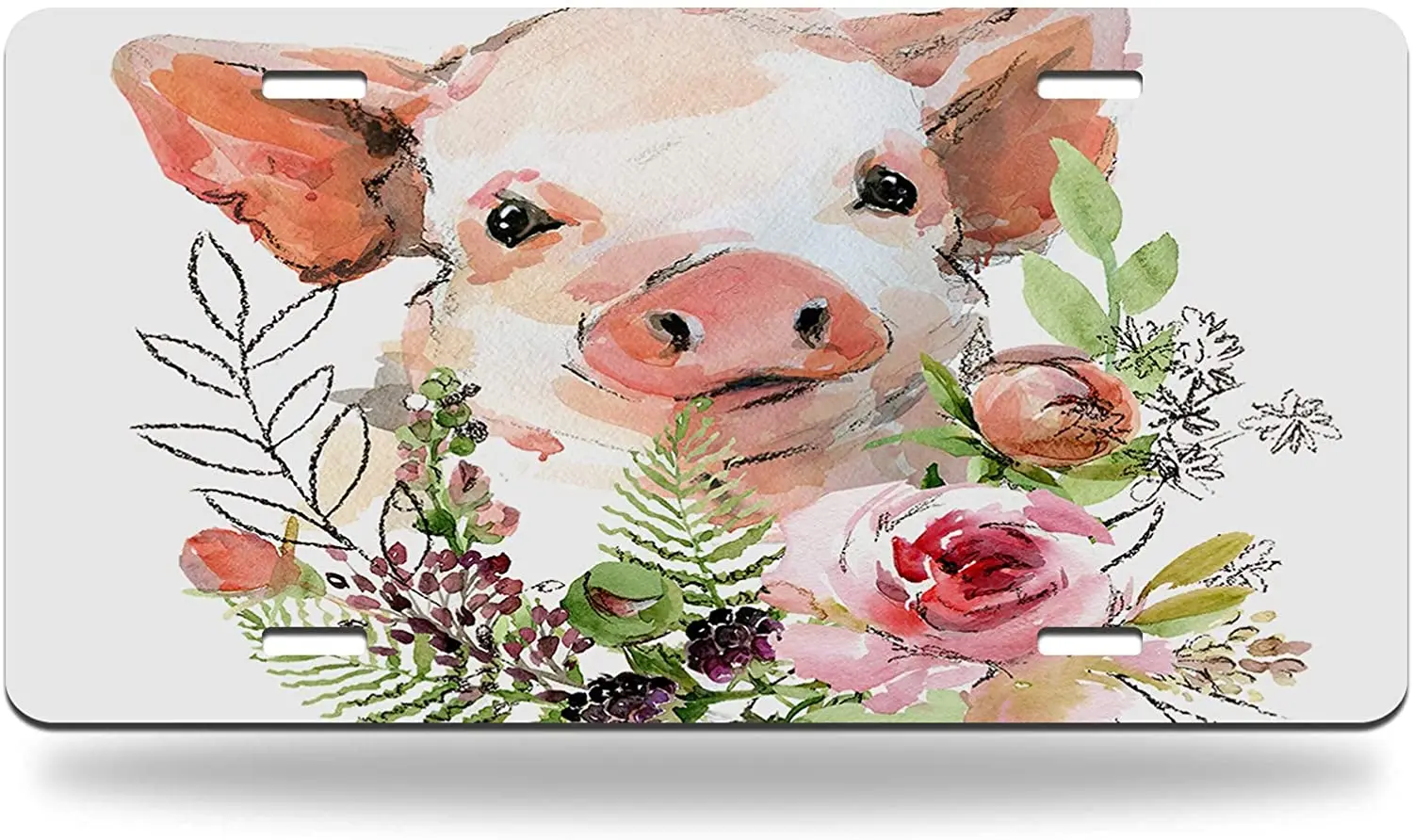 

yunsu Pig License Plate,car Decor Personalise Tag,Novelty Car Front License Plate Metal Aluminum Car Plate