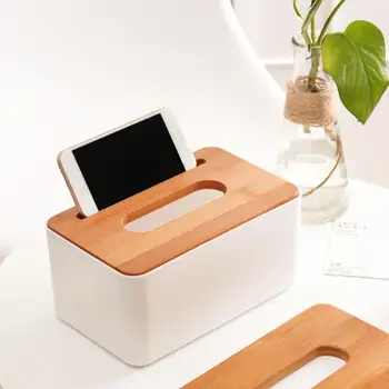 

Home Stylish Simple Wooden Plastic Tissue Box Napkin Decoration Storage Home Case Holder Bedroom Box Creative Tray Bamboo F0O0