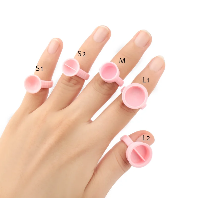 100pcs Disposable Glue Rings Plastic Permanent Makeup Pigment Holder Pallet For Tattoo Eyelash Extension Glue Divider Container