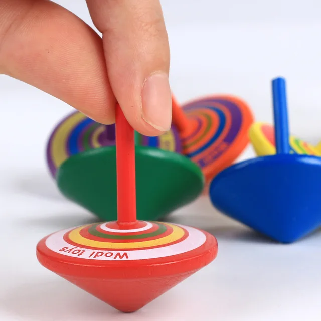 Wooden Small Spinning Top Desktop Decompression Toy Kindergarten 3-7 Years Old Opening Activities Promotional Gifts 3