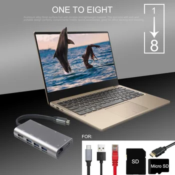 

TYPE-C to HDMI8 in 1 hub HUB with Gigabit NIC 4K HD converter