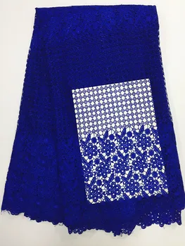 

2019 Latest African Nigerian Wedding Dress Lace Fabric Blue Water Soluble Chemical Cord Lace/Guipure Lace Fabric 5 Yards PL17972