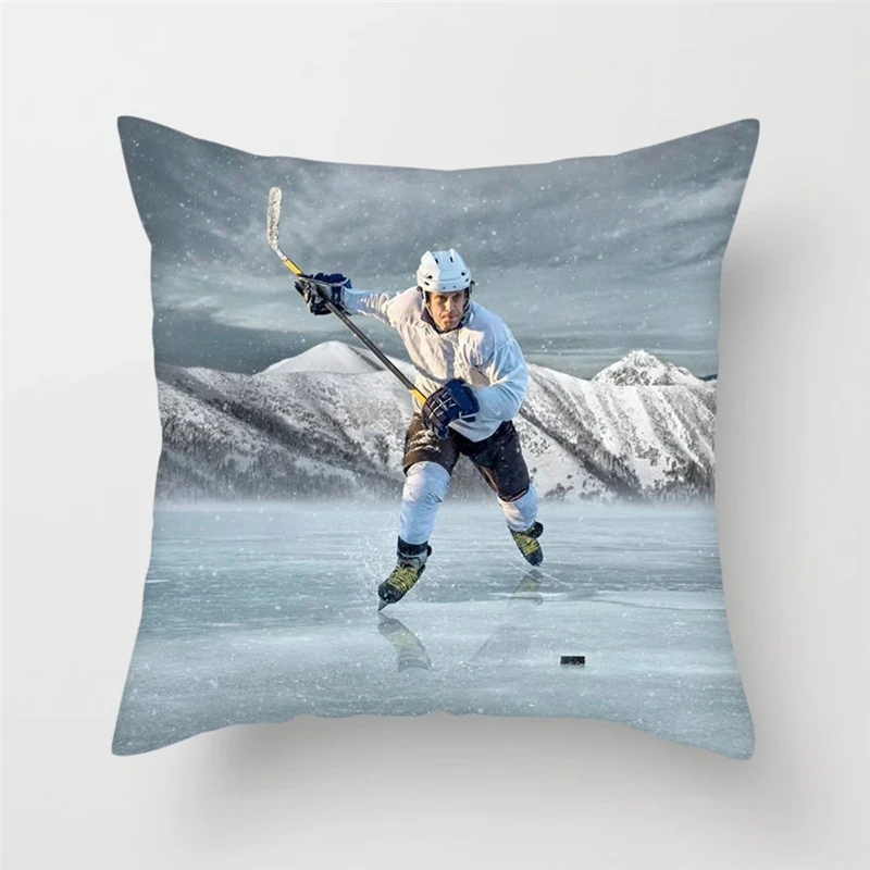 TTLIFE ледяные снежные подушки хоккейные спортивные стильные чехлы для подушек с принтом для спортсмена декоративные подушки для дивана автомобиля