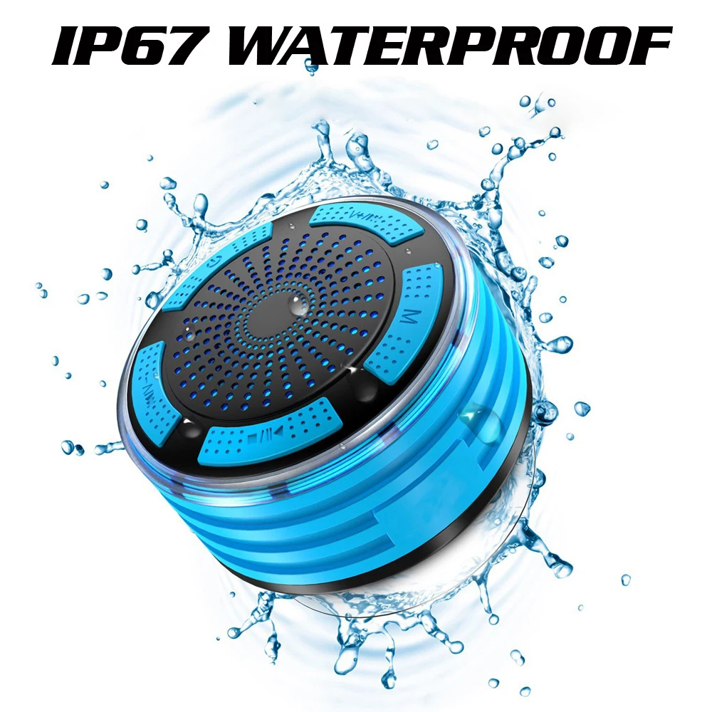 Waterproof Shower Speaker Radio Wireless Bluetooth 4.0 Music Player Built-In FM Channel With Colorful Light Audio Accessories