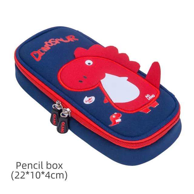 GREATOP New Children School Bags 3D Dinosaur Cartoon Kids Bag Cute Toddler School Boys Backpack Kindergarten Mochila Infantil Pencilbox-blue