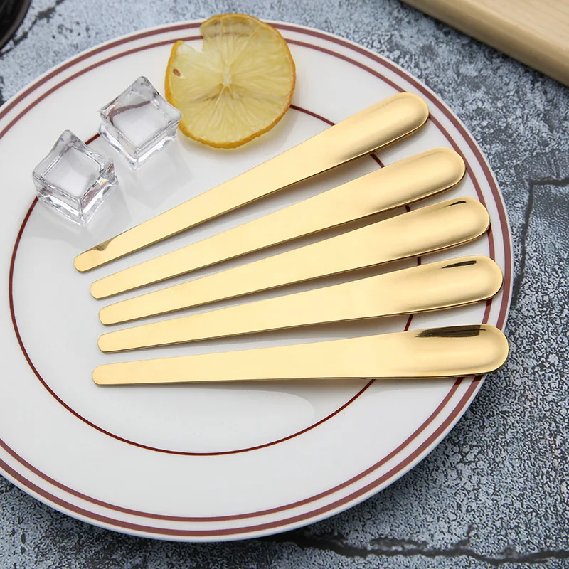 5 Pcs Creative Stainless Steel Fruits Fork Spoon Multifunction Electroplate Golden Spoon Dessert Fruits Cark Fork Kichen Bento - Цвет: 5 gold Spoon