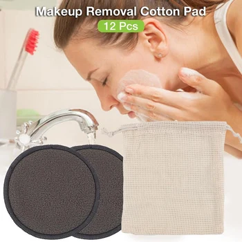 

12PCS/SET Makeup Removal Cotton Pad Cleansing Facial Pad Tool New Reusable Bamboo Fiber Washable Rounds Pads