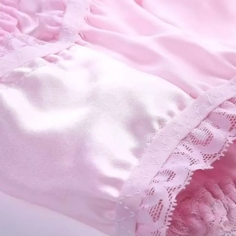 Fashion Sexy 100% Silk Panties Lace Lingerie Women'S Seamless Satin Silk Briefs Underpants Plus Size Ladies Knickers Underwear