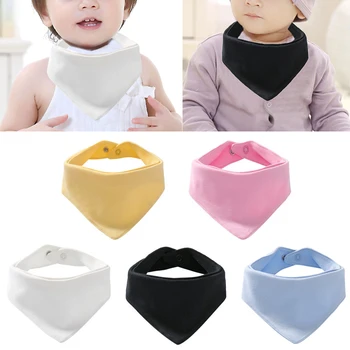 

5pcs Gift Dribble Bandana Snap Feeding Triangular Solid Newborn Soft Stylish Baby Drool Bib For Teething Cotton Blend Eating