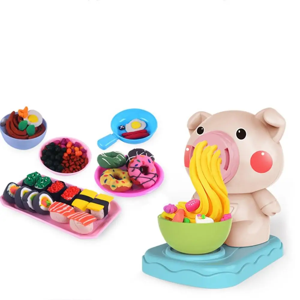 piggy noodle Детские пластилиновые игрушки, креативные, сделай сам, парикмахерский цветной глиняный набор, игровой набор «Дом», игрушки, забавный детский комод для волос - Цвет: piggy noodle