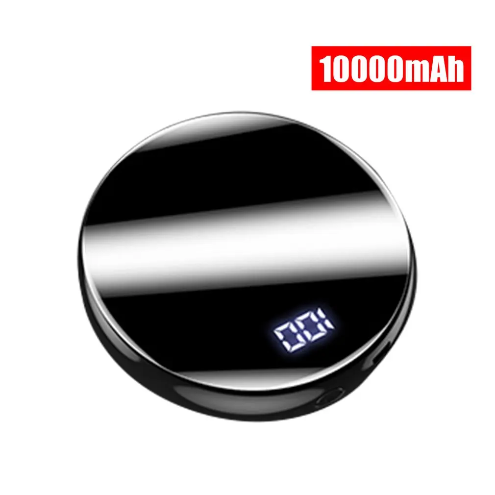10000mAh black 7800/10000/20000 мА/ч, Портативный мини Мощность банк зеркало Экран телефон Зарядное устройство Мощность банк светодиодный цифровой внешний Батарея повербанк - Цвет: 10000mAh black