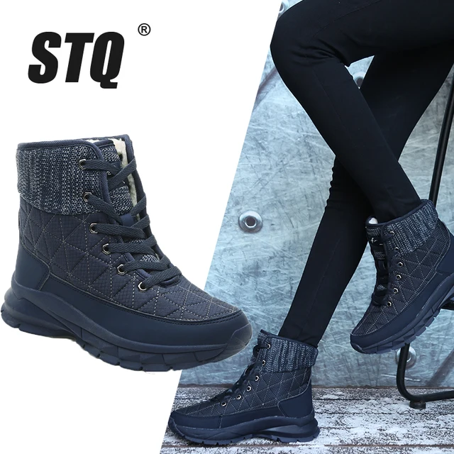 US $20.08 STQ Women Plush Ankle Boots Warm Snow Boots Shoes Ladies Winter Sneakers Boots Comfortable Shoes Wo