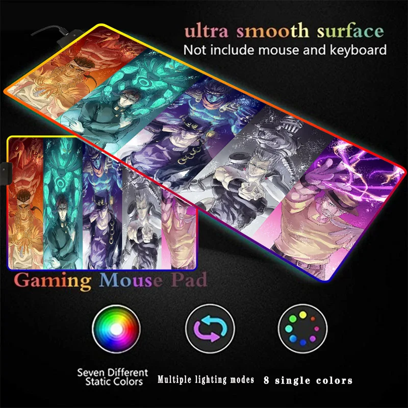 

Anime Jojo Bizarre Adventure Customized RGB Gaming Mouse Pad Desk Computer Mouse Mat Personalized Mousepad Factory Direct Sale