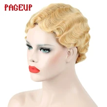 Pageup 613 волнистый парик блонд короткие кудрявые парики для афро-американских черных женщин синтетический розовый парик для косплея