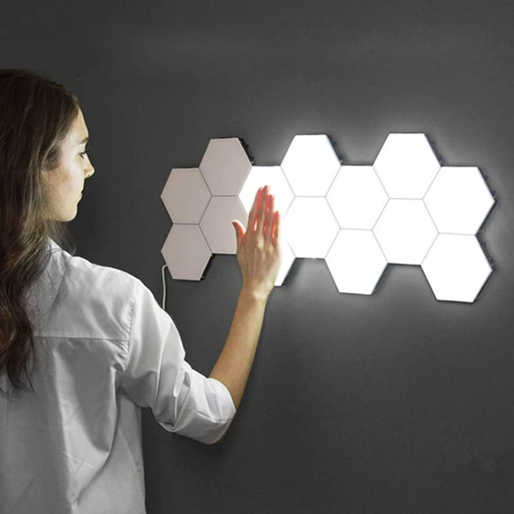 Quantum lamp LED Touch Sensing Night Light Magnetic Hexagons Creative Home Living Room Decoration Wall Lampara Free Shipping