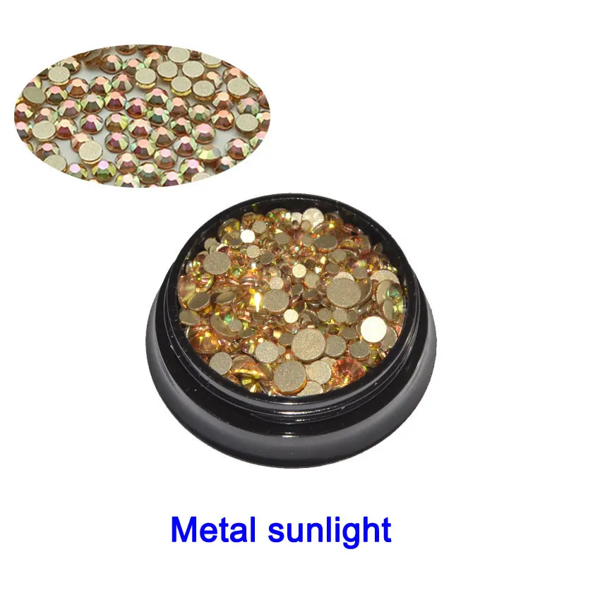 metal sunlight 1 коробка кристаллы опаловые Стразы для ногтей разные размеры стеклянные опаловые стразы аксессуары для ногтей Стразы 3D украшения для ногтей - Цвет: metal sunlight