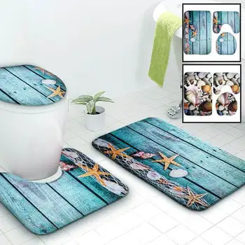 

3pcs/set Bathroom Mat Set Bath Mat Toilet Lid Cover Flannel Toilet Rugs Anti Slip Kitchen Bathroom Floor Mats Carpet Decor