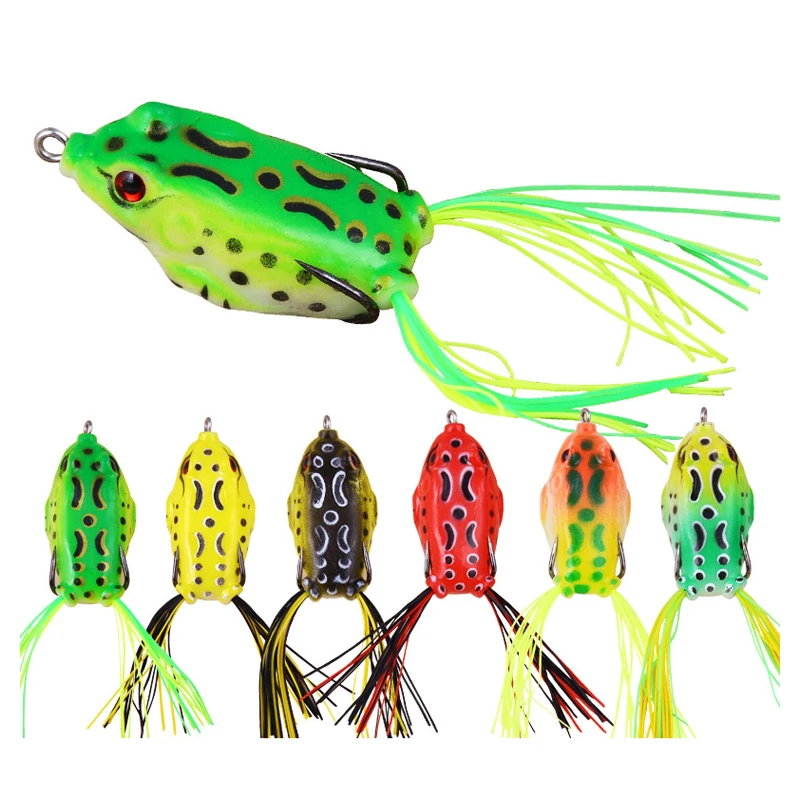 TopWater Frog Fishing Lure Soft Bait Pike Wobblers Artificial Bait 4.5/5.5/6cm 6/10/12g  Fishing Tackle Ray Frog With Feather