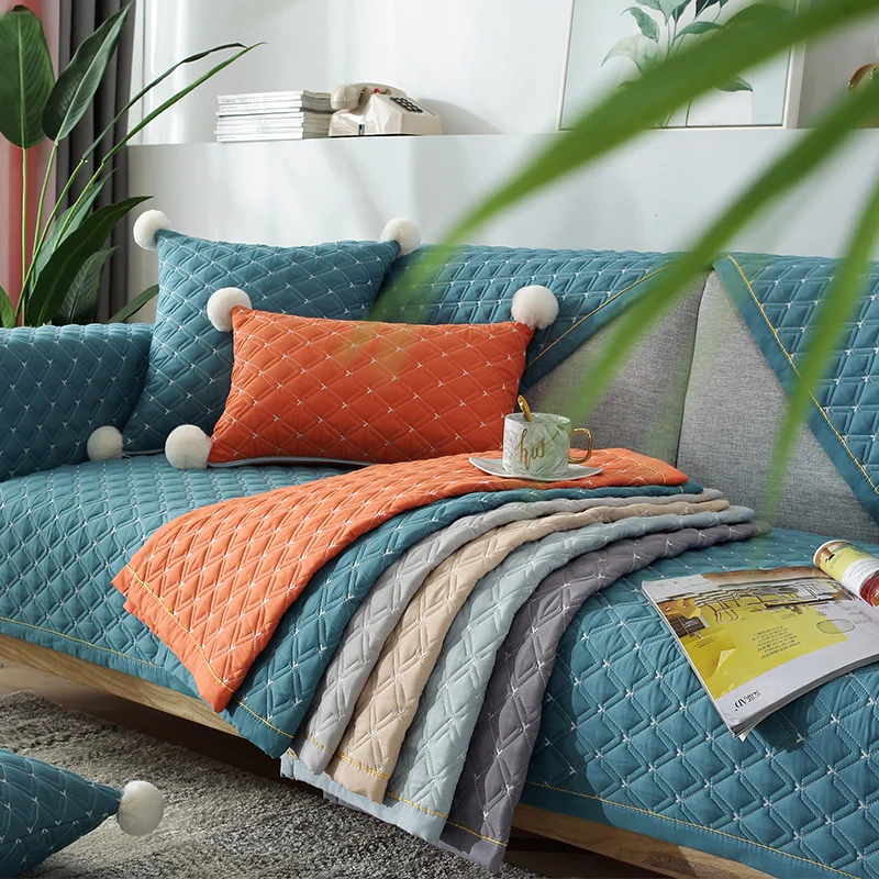 

Sanded Fabric Detachable Sofa Cover Sofa Towel Solid Color Couch Cover Seat Cover for Living Room Corner Sofa Towel