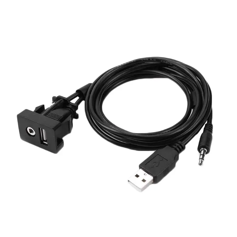 1m Dash USB Port Panel 3.5mm AUX Extension Cable for Toyota Camry Corolla Audio Socket with Signal Support | Автомобили и