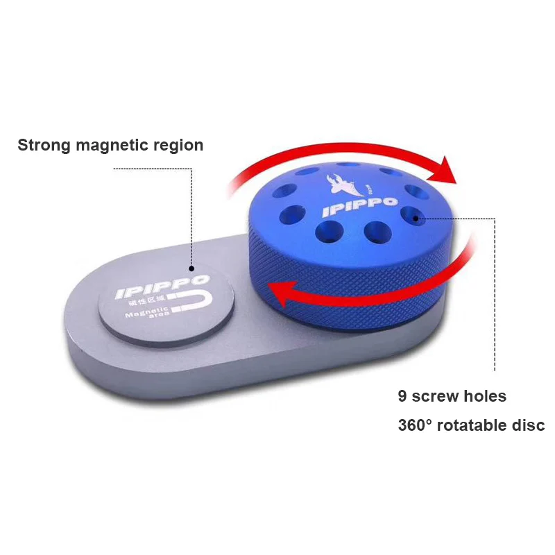 IPIPPO вращающийся магнитный держатель для отвёрток алюминиевая отвертка 9 Порты и разъёмы контейнер с Магнитная платформа