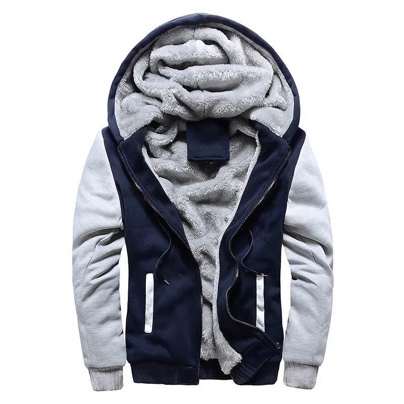 Men's Jackets Winter Plus Velvet Thickening Coat Hooded Sports Sweatshirt Male Baseball Uniform Jacket Zipper Male Hoodie