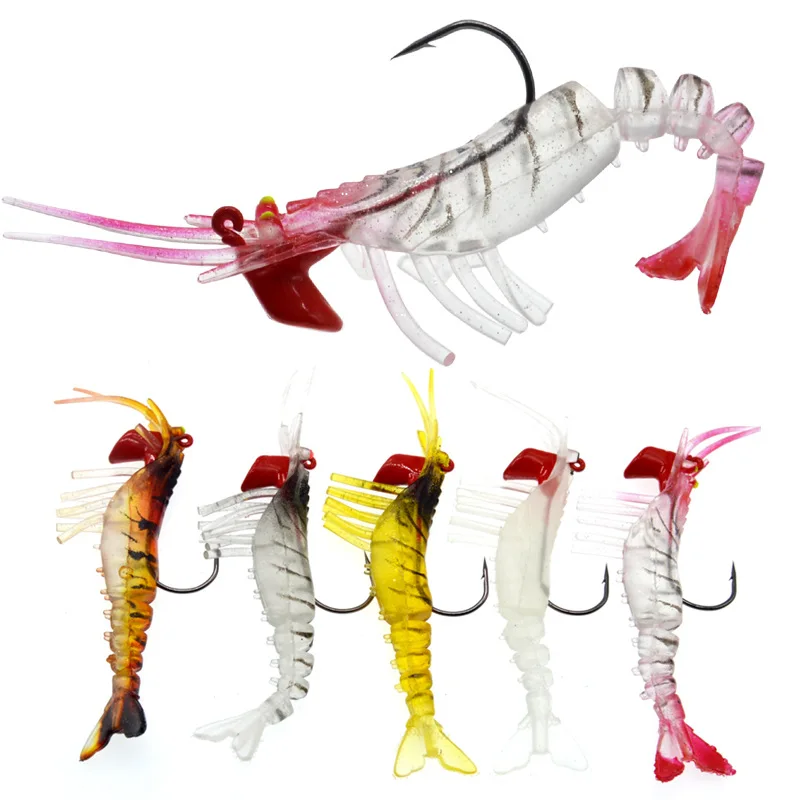 HOOFISH 5PCS/lot Shrimp Soft Luminous Artificial Fishing Lures 12g