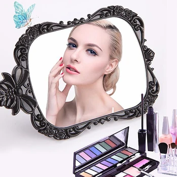 

European-style Square Retro Makeup Mirror Butterfly Models Three-Dimensional Relief Vanity Mirror Handheld Makeup Mirror
