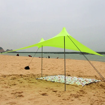 

Iron Poles Foldable Portable Beach Sun Shade High Stretch Outdoor Tent With Sandbag Family Garden Shelter Camping Fishing Yard