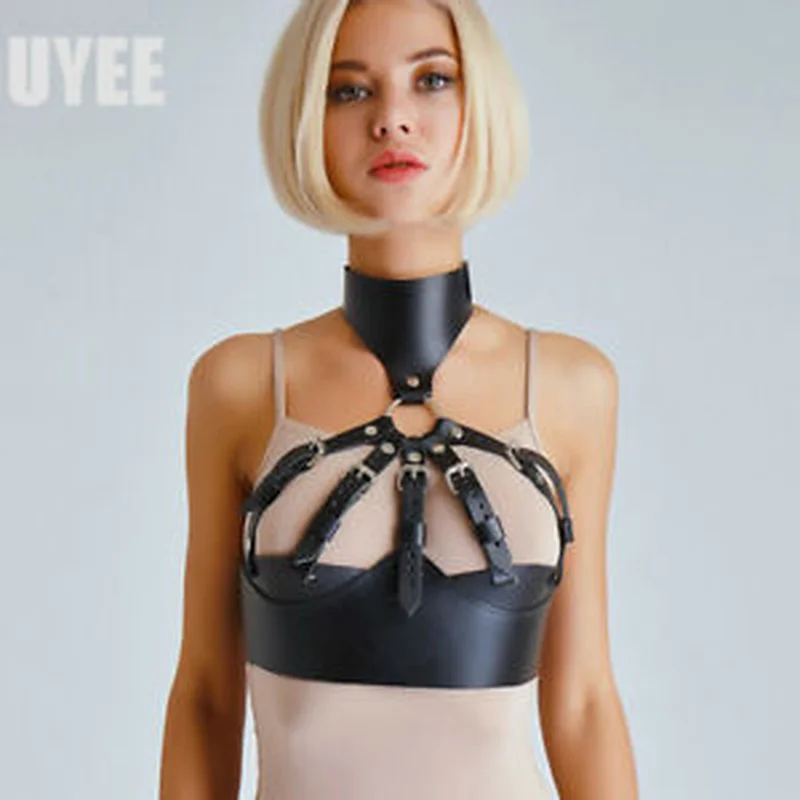 

Sexy Women Body Leather Harness Chest Bra Straps Belt Punk Gothic Basque Corsets