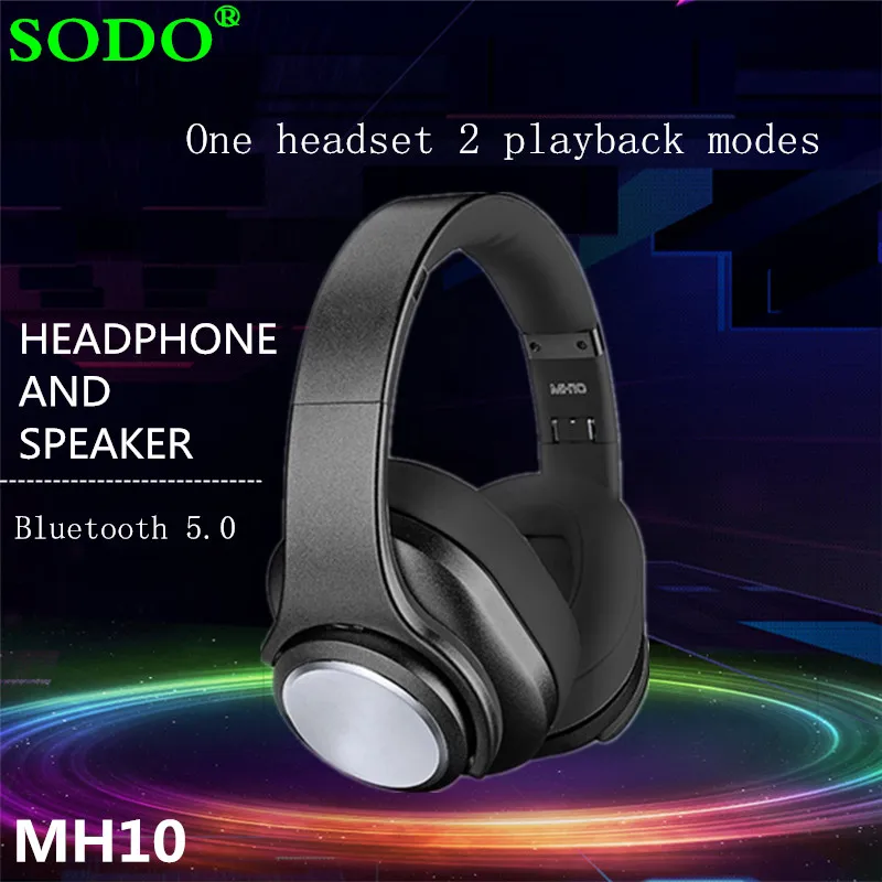 SODO Bluetooth наушники Колонки 2 в 1 складные NFC HiFi стерео беспроводные V5.0 с микрофоном