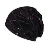 Women Winter Knitted Windproof Warm Cap Female Summer Thin Lace Rhinestone Sports Sunscreen Fold Black Sun Hat K32 6