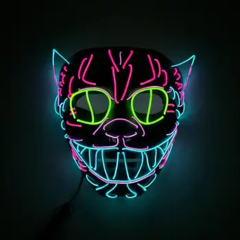 

Glowing Cat Mask Halloween Face Mask EL Wire Cold Light Up Neon Birthday Gift Cosplay LED Festival Party Masks Dropshipping
