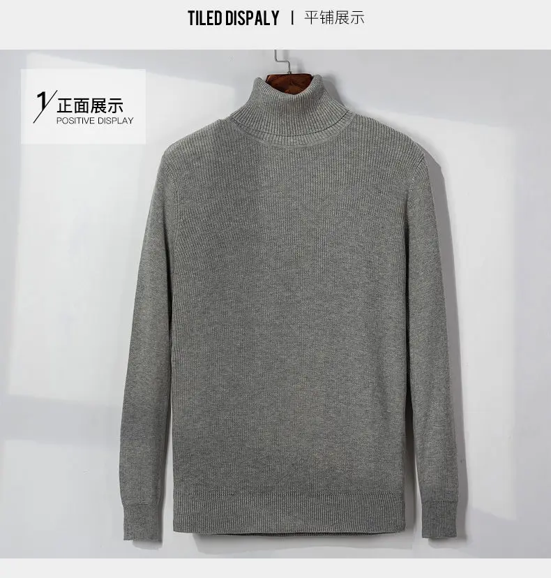 MuLS Sweater Men Pullovers High-Neck Cotton Turtleneck Sweater Jumpers Christmas Red Autumn Winter Thick Warm Male Knitwears DropShip 10
