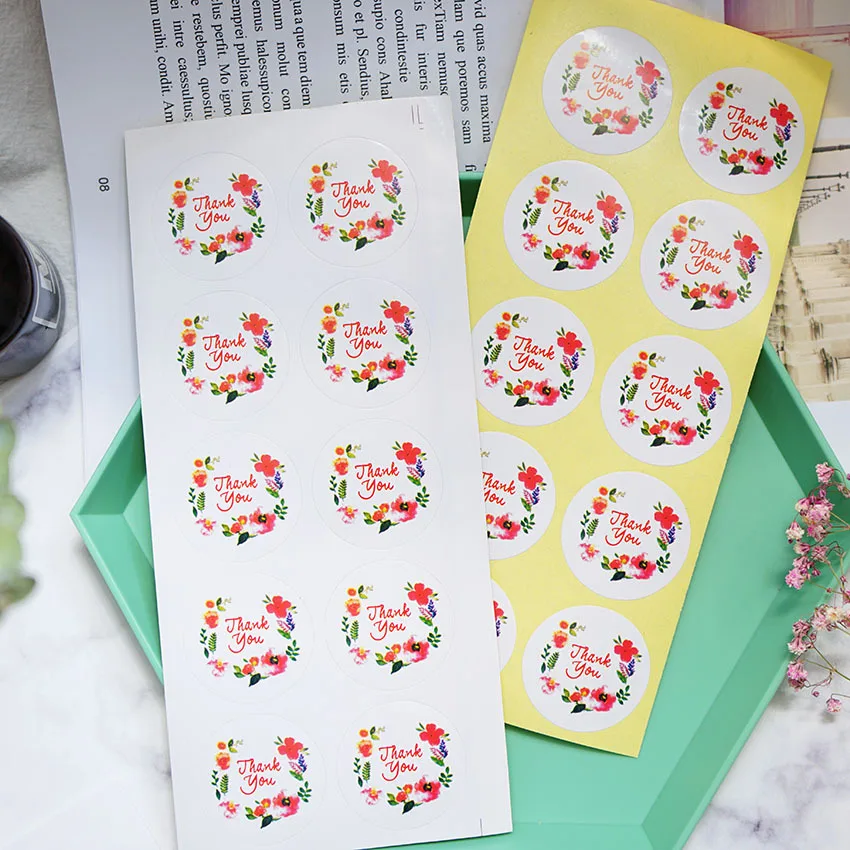

100Pcs Thank You Packaging Sealing Label Kraft Sticker Baking DIY Gift Stickers