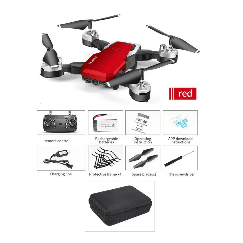 2MP Bag Red HJ28 складной Радиоуправляемый Дрон 4 канала Wifi 2MP/5MP fpv-камера на дроне высоты удержания жеста фото/видео RC Квадрокоптер вертолет модель - Цвет: 2MP Bag Red