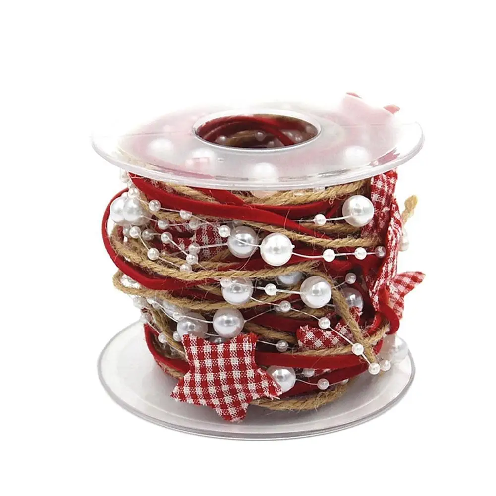 

1Roll 5M DIY Merry Christmas Five Pointed Star Beads Ribbon Decoration for Xmas Tree