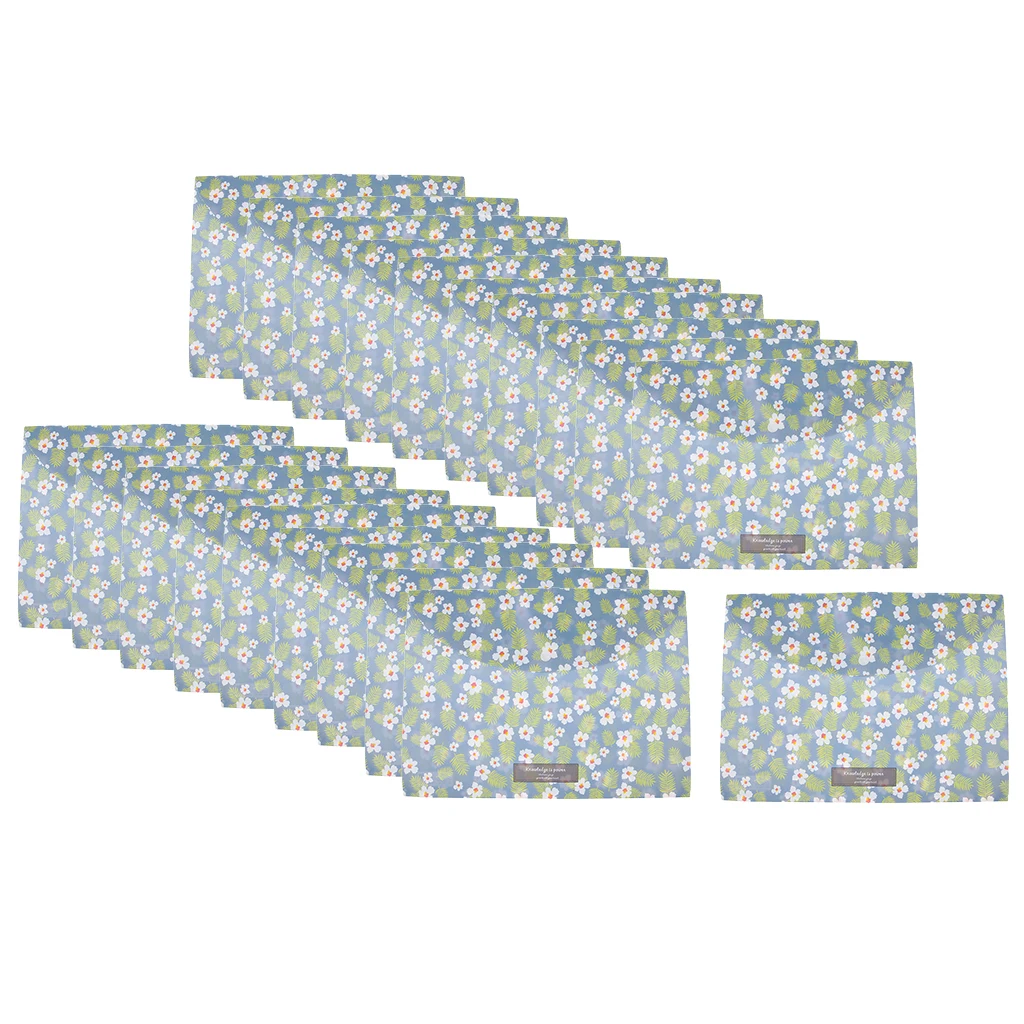 20 Pcs Beautiful Flower Plastic Envelope File Document Folder with Snap Closure for Important Papers Document, 4 Colors