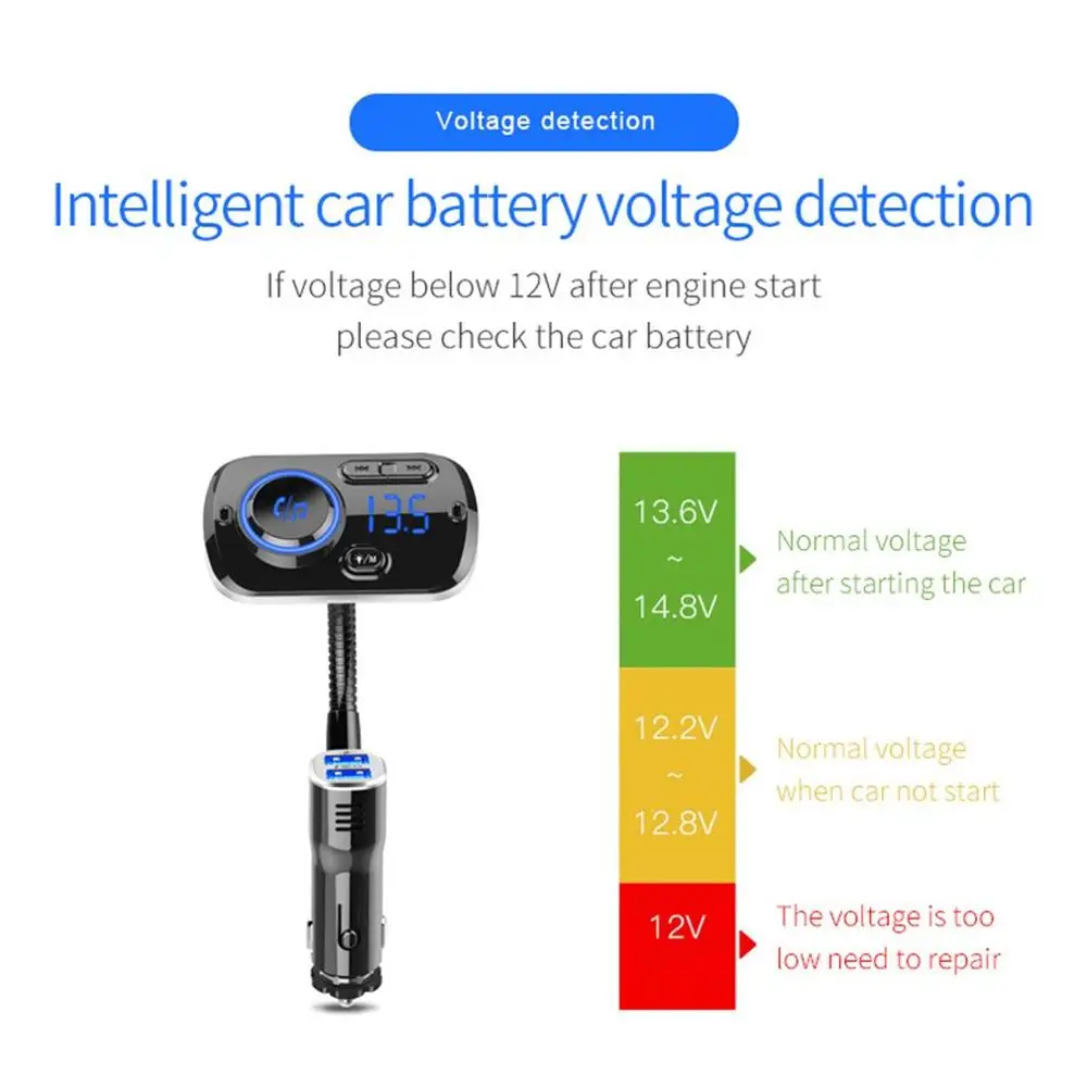Автомобильное зарядное устройство Беспроводное Автомобильное MP3-плеер Hands-Free вызов автомобиль Быстрая зарядка fm-передатчик беспроводной MP3-плеер