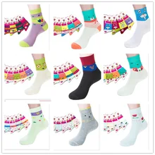 6 шт. YAXIAN Осень хлопок чёсаный Хлопок мультфильм милые жаккардовые носки для женщин