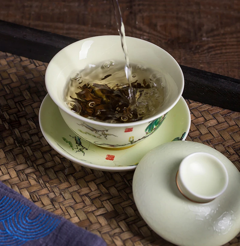 Gaiwan керамическая чайная соусница для тарелки крышка набор для чая 140 мл Jingdezhen мастер чашка пиалы для чая Посуда для напитков кружка для Пуэра в качестве украшения подарки