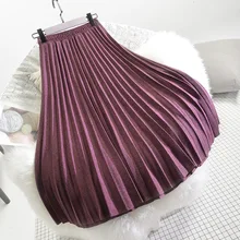 Зимние женские шерстяные юбки с высокой талией трапециевидная длинная Плиссированная юбка высокого качества Женская юбка Faldas Jupe Femme Saia