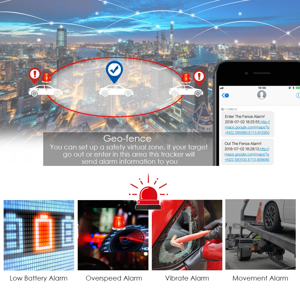 TK905 3G-Geo-fence Low battery:overspeed:vibrate:movement