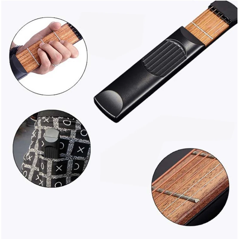 Portable Guitar Chord Trainer Pocket-Guitar Practice Tools Model Wooden Stringed Instrument for Beginner | Спорт и развлечения