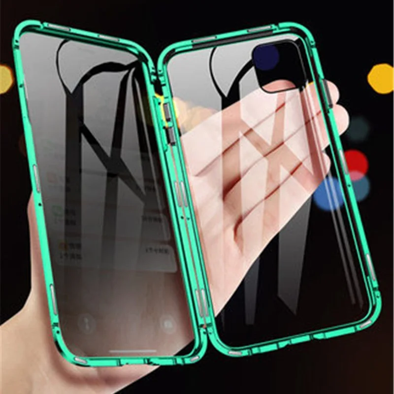 Защитный чехол с магнитным стеклом для iPhone 11 XR XS Anti-Spy 360 защитный Магнитный Pro 6S 7 8