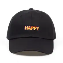 new SLOUCH HAPPY TEXT LOGO dad hat ADJUSTABLE CURVED BILL DAD HAT BASEBALL CAP STRAPBACK NWT