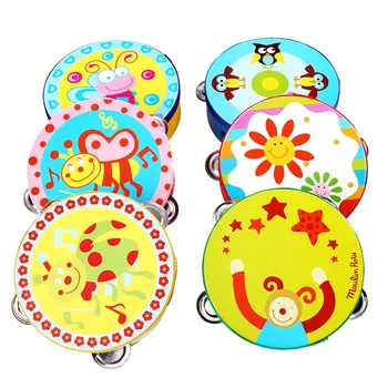 

Baby Wooden Drum Toys Musical Percussion Instruments Musical Handbells Baby Toys Random Color